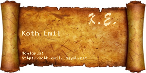 Koth Emil névjegykártya